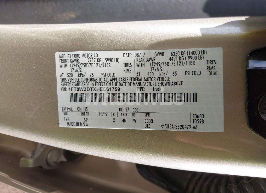 Photo 9 of 2017 Ford F-350 KING RANCH (VIN 1FT8W3DTXHEE61759)