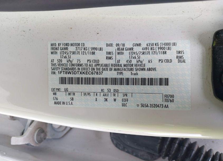 Photo 8 of 2019 Ford F-350 LARIAT (VIN 1FT8W3DTXKEC67837)