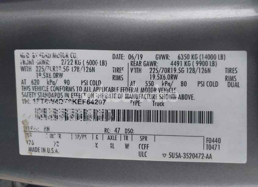 Photo 9 of 2019 Ford F-450 PLATINUM (VIN 1FT8W4DT8KEF64207)