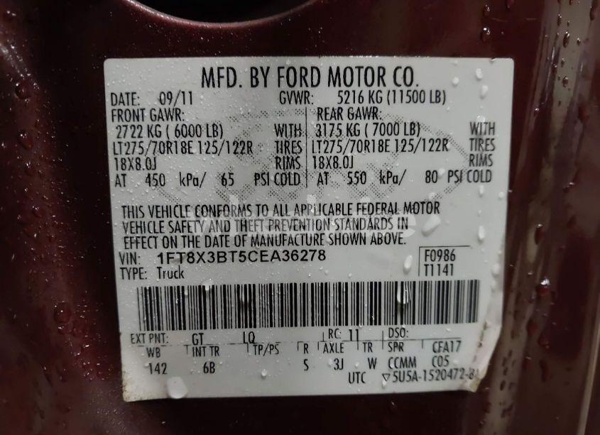 Photo 9 of 2012 Ford F-350 LARIAT (VIN 1FT8X3BT5CEA36278)