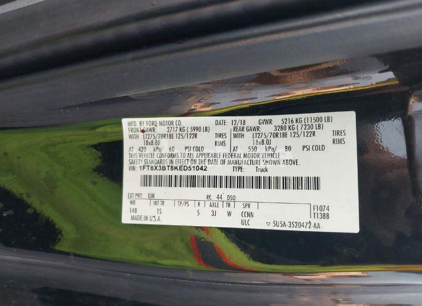 Photo 9 of 2019 Ford F-350 XL (VIN 1FT8X3BT8KED51042)