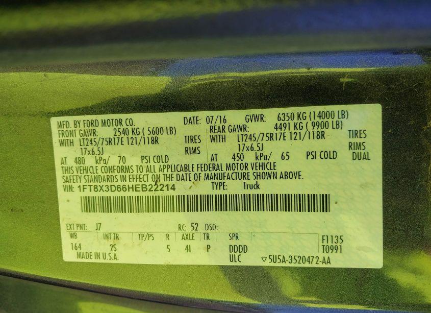 Photo 9 of 2017 Ford F-350 XLT (VIN 1FT8X3D66HEB22214)