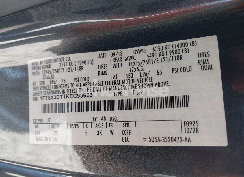 Photo 8 of 2019 Ford F-350 XLT (VIN 1FT8X3DT1KEC90663)