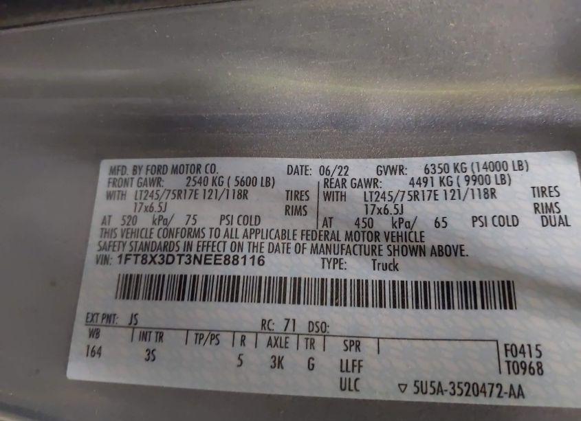Photo 9 of 2022 Ford F-350 XLT (VIN 1FT8X3DT3NEE88116)