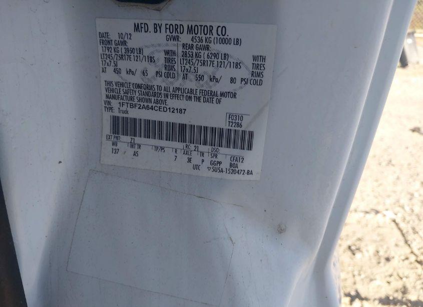 Photo 9 of 2012 Ford F-250 XL (VIN 1FTBF2A64CED12187)