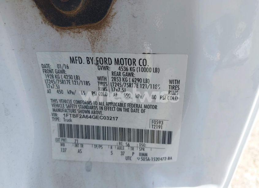 Photo 9 of 2016 Ford F-250 XL (VIN 1FTBF2A64GEC03217)