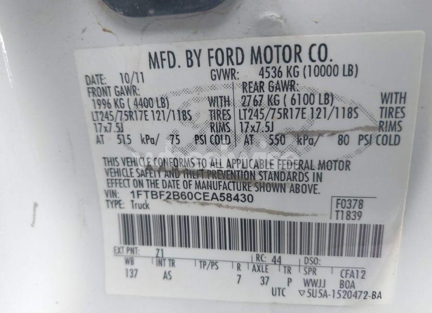 Photo 9 of 2012 Ford F-250 XL (VIN 1FTBF2B60CEA58430)