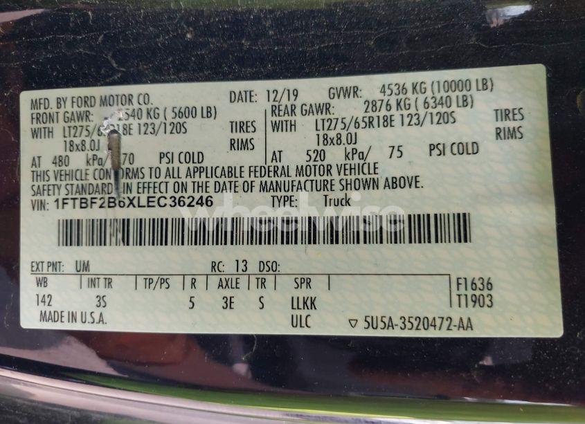Photo 9 of 2020 Ford F-250 XLT (VIN 1FTBF2B6XLEC36246)