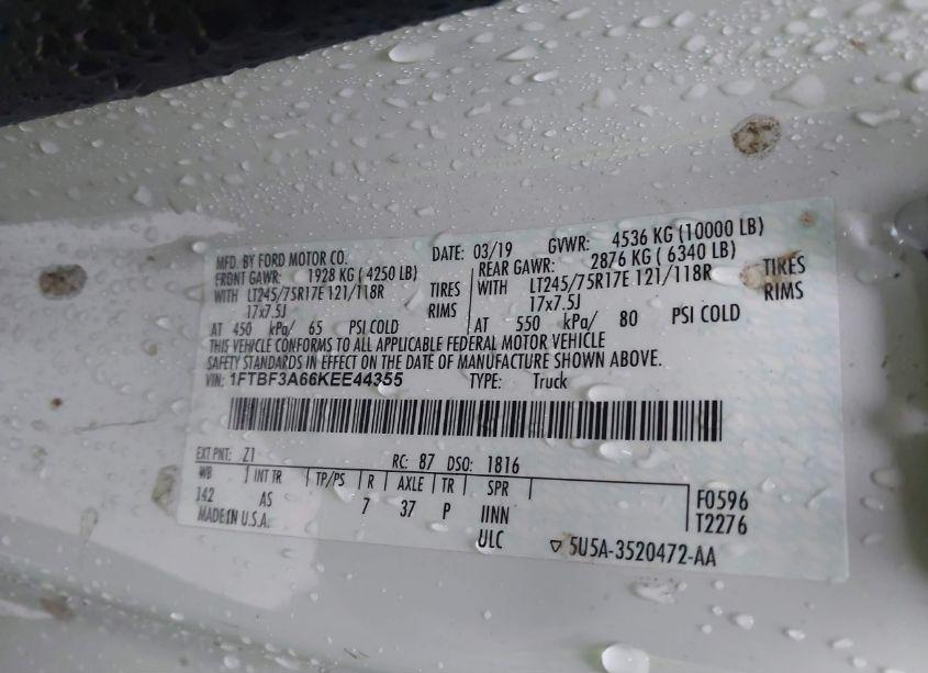 Photo 9 of 2019 Ford F-350 XL (VIN 1FTBF3A66KEE44355)