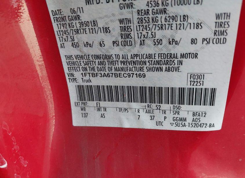 Photo 9 of 2011 Ford F-350 XL (VIN 1FTBF3A67BEC97169)