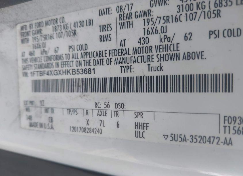 Photo 9 of 2017 Ford Transit-350 (VIN 1FTBF4XGXHKB53681)