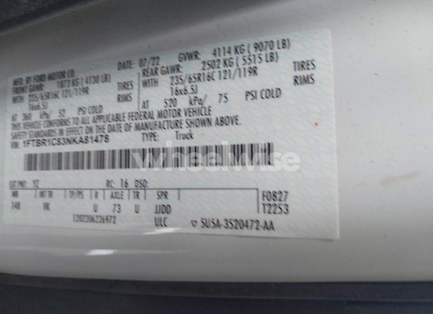 Photo 9 of 2022 Ford Transit-250 N/A (VIN 1FTBR1C83NKA81478)