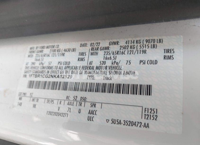 Photo 9 of 2022 Ford Transit-250 N/A (VIN 1FTBR1CG2NKA12529)