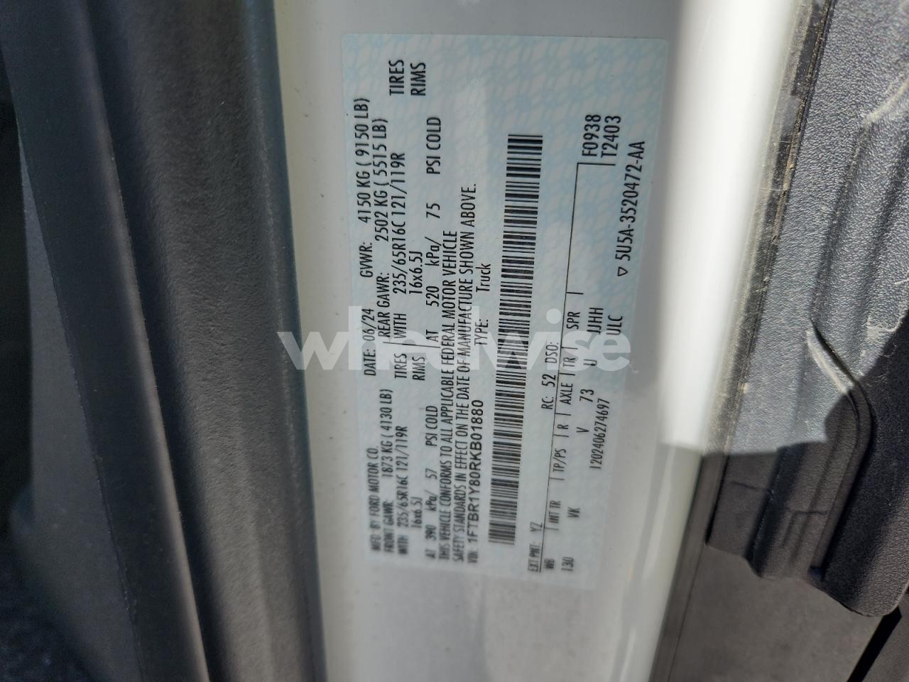 Photo 13 of 2024 FORD TRANSIT T-250 UTILITY / SERVICE VAN (VIN 1FTBR1Y80RKB01880)