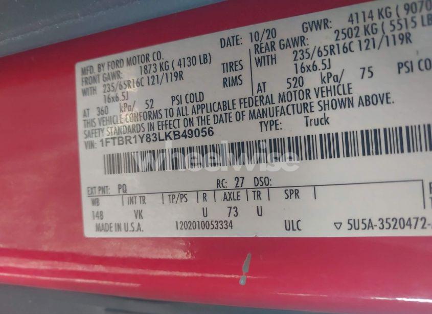 Photo 9 of 2020 Ford Transit-250 CARGO VAN (VIN 1FTBR1Y83LKB49056)