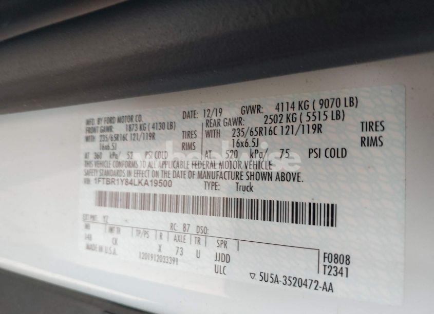 Photo 9 of 2020 Ford Transit-250 N/A (VIN 1FTBR1Y84LKA19500)