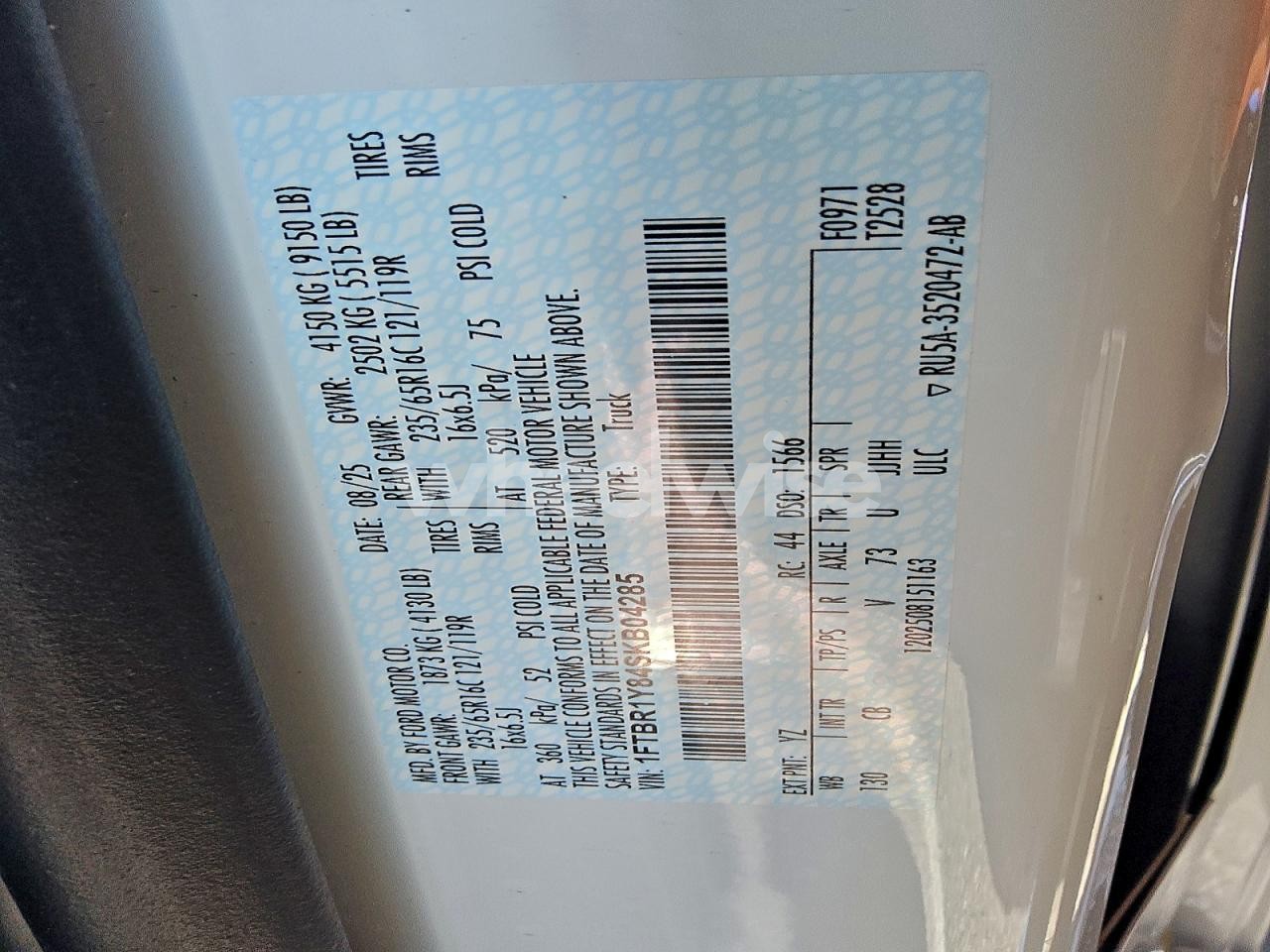 Photo 13 of 2025 FORD TRANSIT T-250 (VIN 1FTBR1Y84SKB04285)