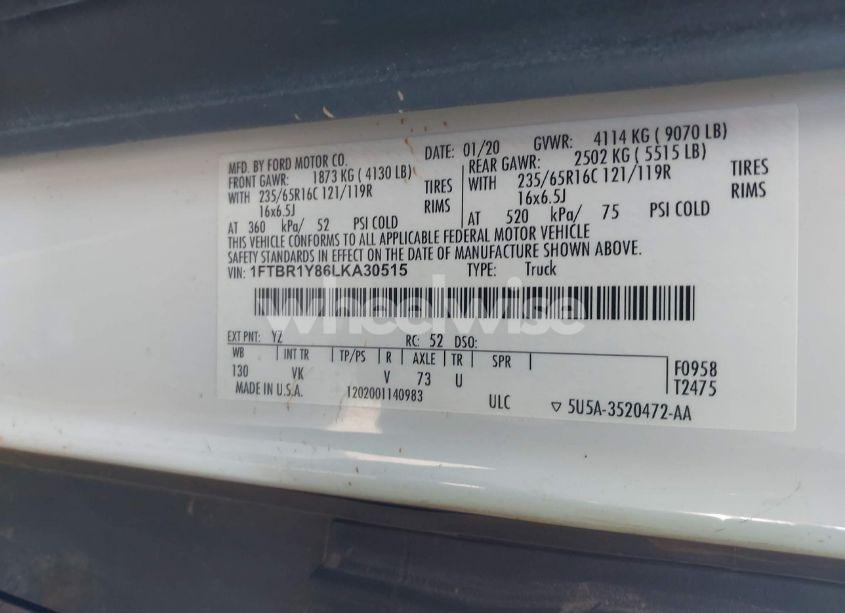 Photo 9 of 2020 Ford Transit-250 N/A (VIN 1FTBR1Y86LKA30515)