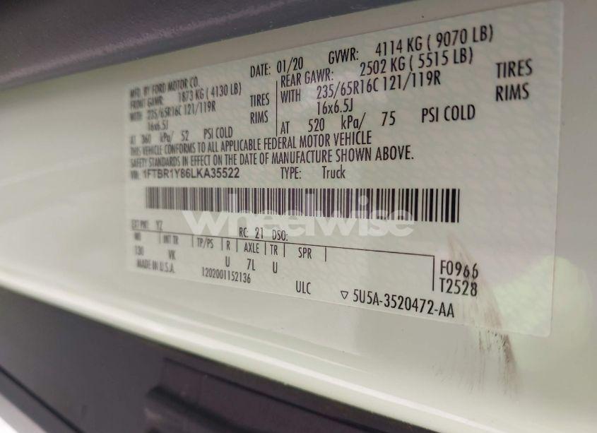 Photo 8 of 2020 Ford Transit-250 N/A (VIN 1FTBR1Y86LKA35522)