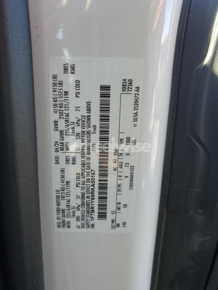 Photo 13 of 2024 FORD TRANSIT T-250 (VIN 1FTBR1Y89RKA50167)