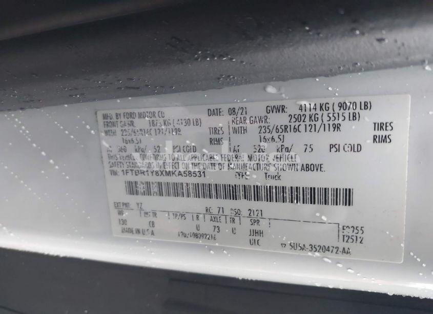 Photo 9 of 2021 Ford Transit-250 CARGO VAN (VIN 1FTBR1Y8XMKA58531)