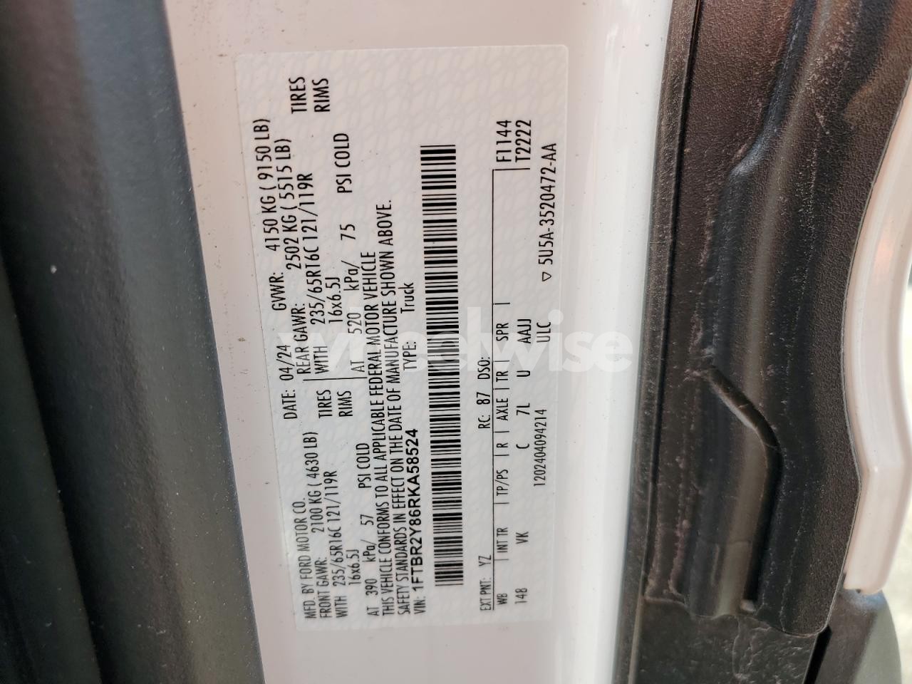 Photo 13 of 2024 FORD TRANSIT T-250 (VIN 1FTBR2Y86RKA58524)