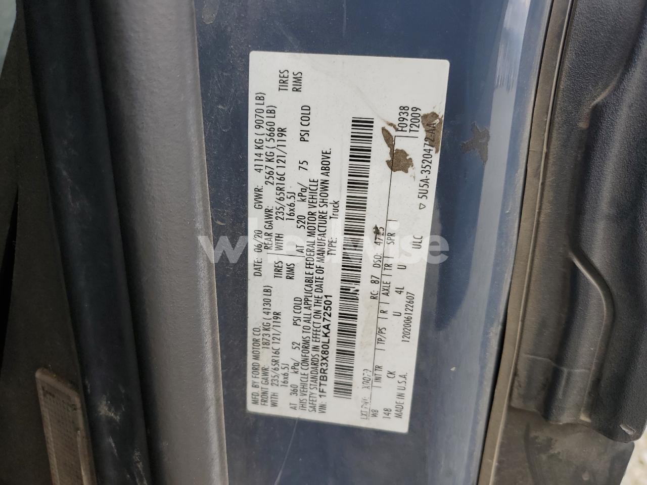 Photo 12 of 2020 FORD TRANSIT T-250 (VIN 1FTBR3X80LKA72501)