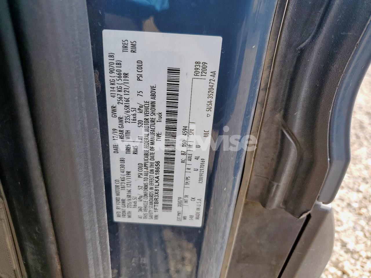 Photo 13 of 2020 FORD TRANSIT T-250 (VIN 1FTBR3X81LKA18656)