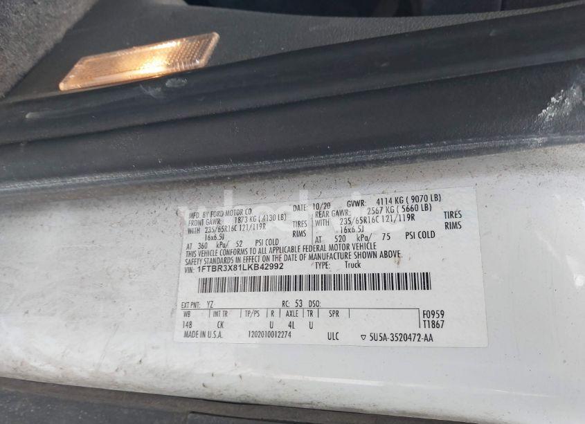 Photo 9 of 2020 Ford Transit-250 CARGO VAN (VIN 1FTBR3X81LKB42992)