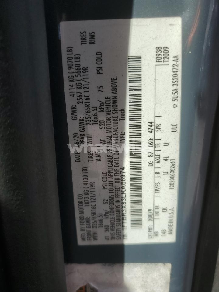 Photo 13 of 2020 FORD TRANSIT T-250 (VIN 1FTBR3X83LKA86974)