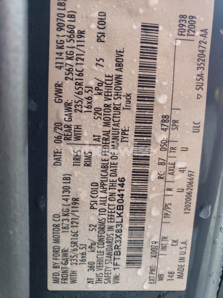 Photo 13 of 2020 FORD TRANSIT T-250 (VIN 1FTBR3X83LKB04146)