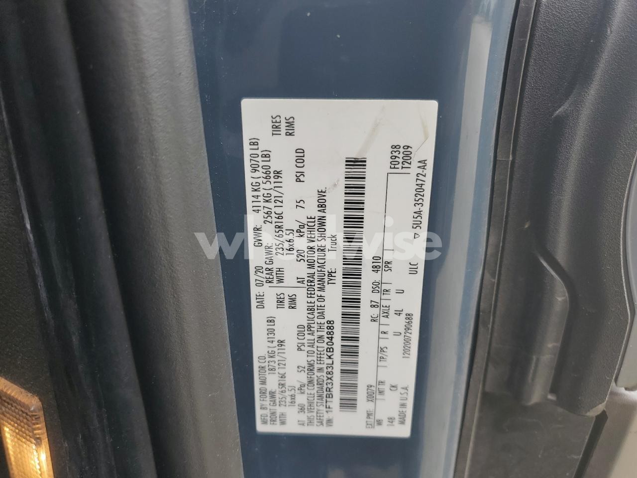 Photo 13 of 2020 FORD TRANSIT T-250 (VIN 1FTBR3X83LKB04888)