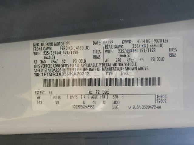 Photo 5 of 2022 FORD TRANSIT CAB & CHASSI (VIN 1FTBR3X83NKA70213)