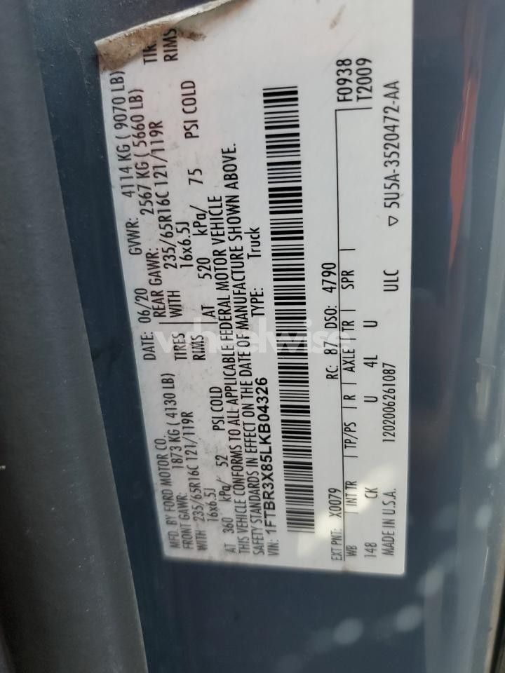 Photo 13 of 2020 FORD TRANSIT T-250 (VIN 1FTBR3X85LKB04326)