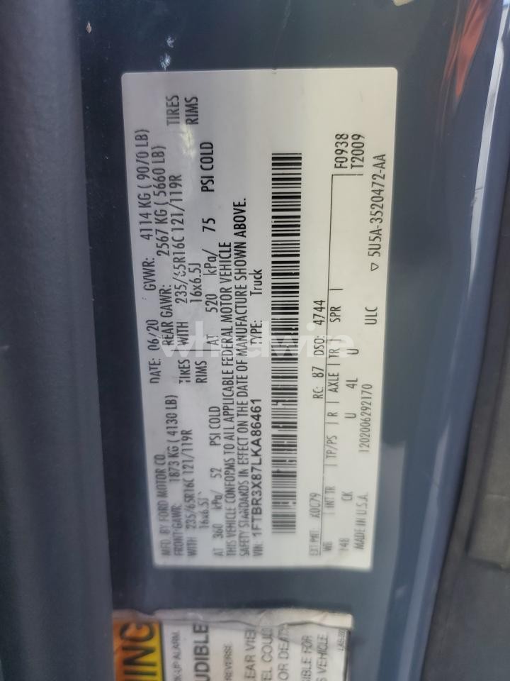 Photo 13 of 2020 FORD TRANSIT T-250 (VIN 1FTBR3X87LKA86461)