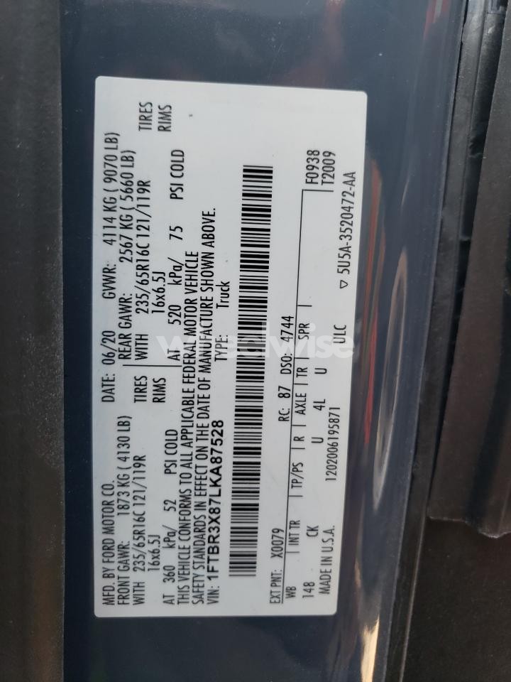 Photo 13 of 2020 FORD TRANSIT T-250 (VIN 1FTBR3X87LKA87528)