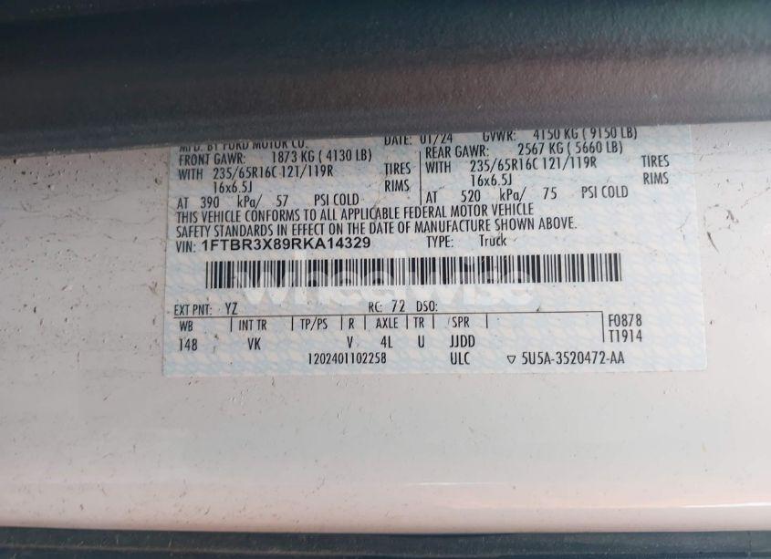 Photo 9 of 2024 Ford Transit-250 CARGO VAN (VIN 1FTBR3X89RKA14329)