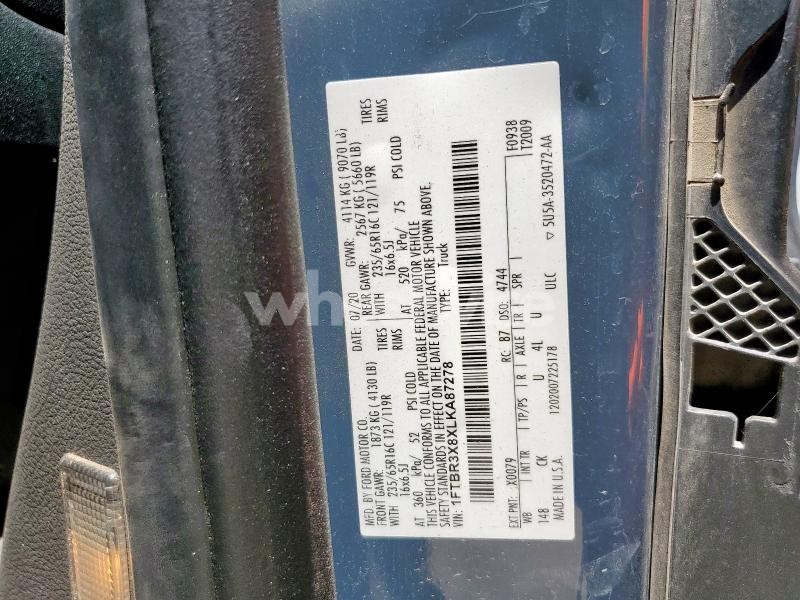 Photo 6 of 2020 FORD TRANSIT T-250 (VIN 1FTBR3X8XLKA87278)