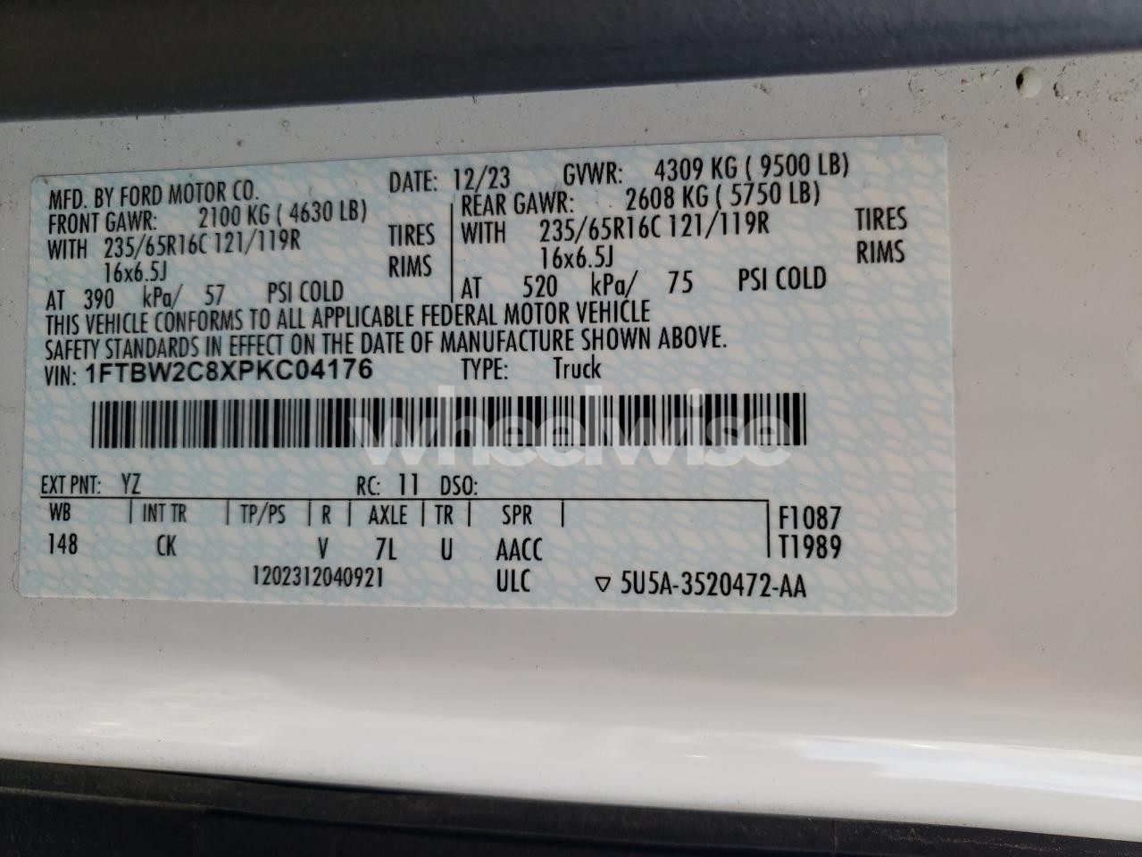 Photo 14 of 2023 FORD TRANSIT T-350 (VIN 1FTBW2C8XPKC04176)