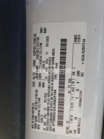 Photo 12 of 2018 FORD TRANSIT T-350 N/A (VIN 1FTBW2CGXJKB25184)