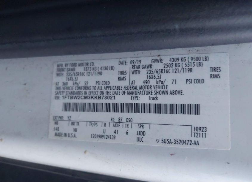 Photo 9 of 2019 Ford Transit-350 (VIN 1FTBW2CM3KKB73021)