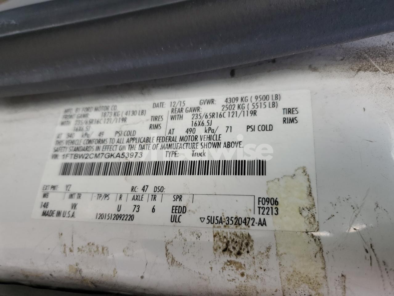 Photo 13 of 2016 FORD TRANSIT UTILITY / SERVICE VAN (VIN 1FTBW2CM7GKA53973)