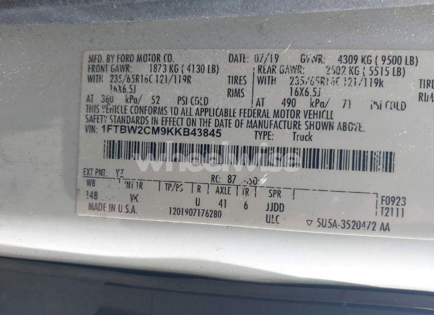 Photo 9 of 2019 Ford Transit-350 (VIN 1FTBW2CM9KKB43845)