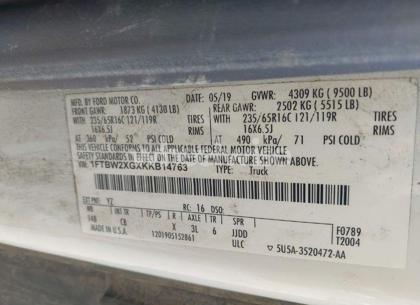 Photo 9 of 2019 Ford Transit-350 (VIN 1FTBW2XGXKKB14763)