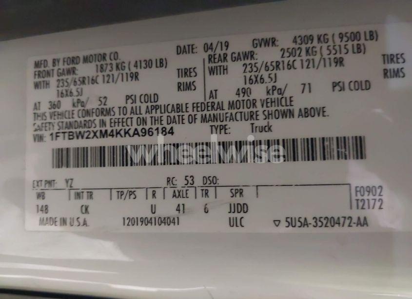 Photo 9 of 2019 Ford Transit-350 (VIN 1FTBW2XM4KKA96184)