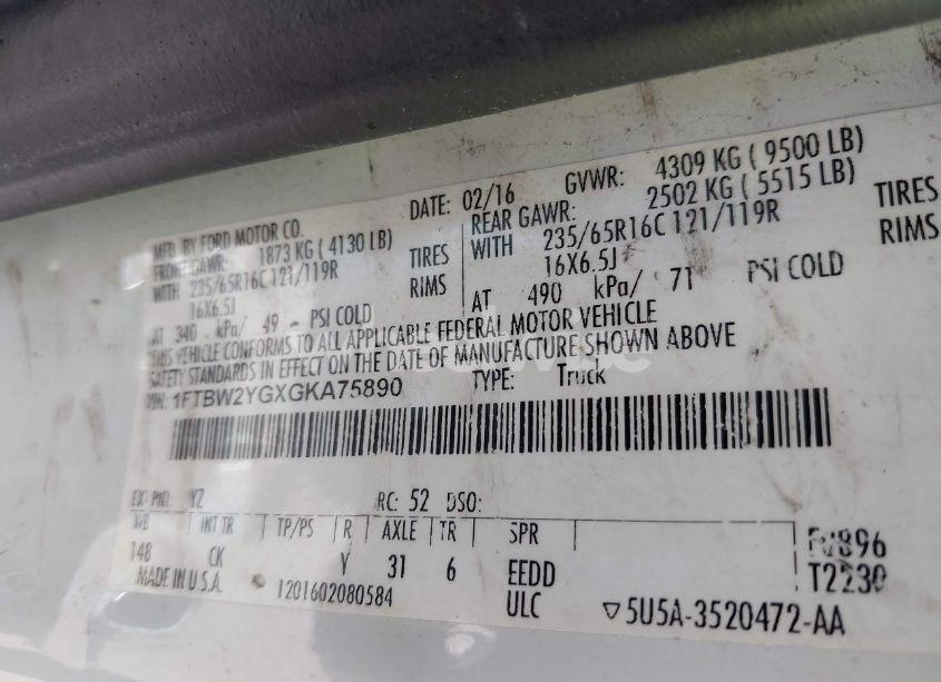 Photo 9 of 2016 Ford Transit-350 N/A (VIN 1FTBW2YGXGKA75890)