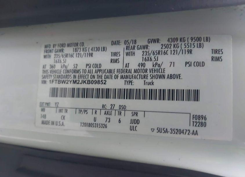 Photo 9 of 2018 Ford Transit-350 (VIN 1FTBW2YM2JKB09852)