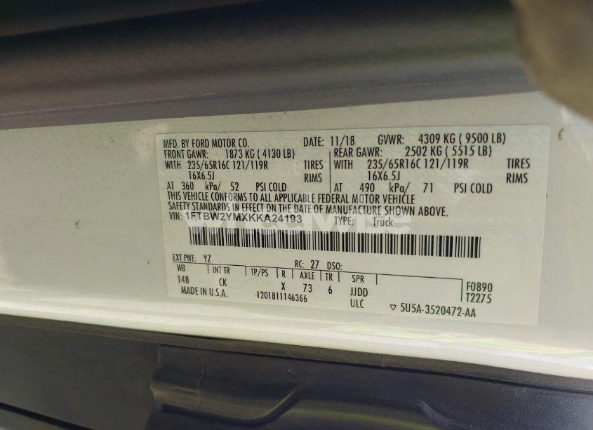 Photo 9 of 2019 Ford Transit-350 (VIN 1FTBW2YMXKKA24193)