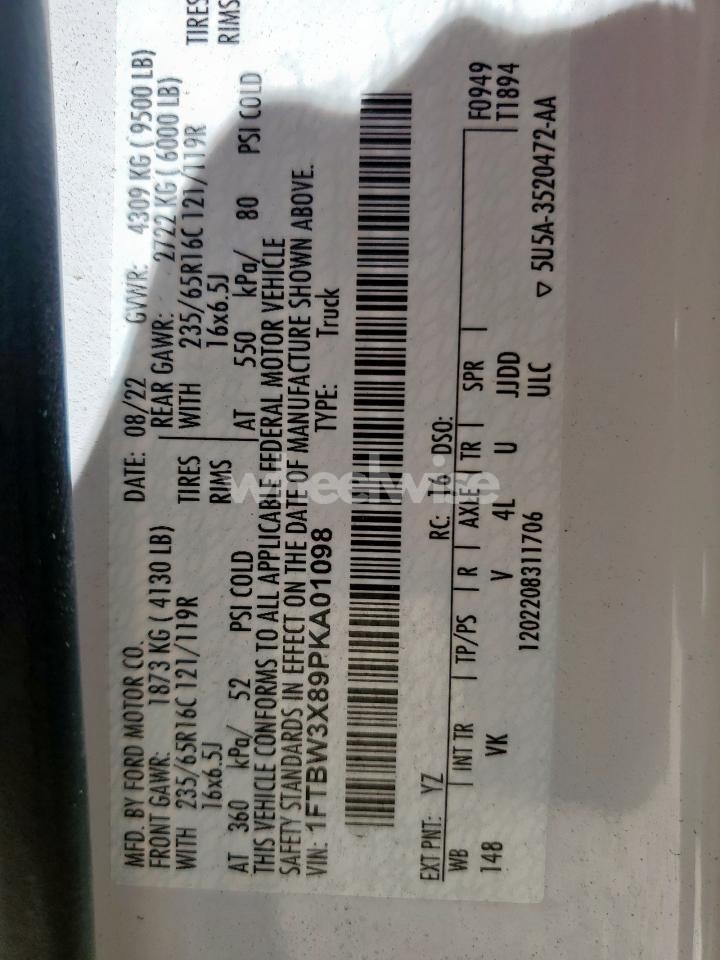 Photo 12 of 2023 FORD TRANSIT T-350 N/A (VIN 1FTBW3X89PKA01098)