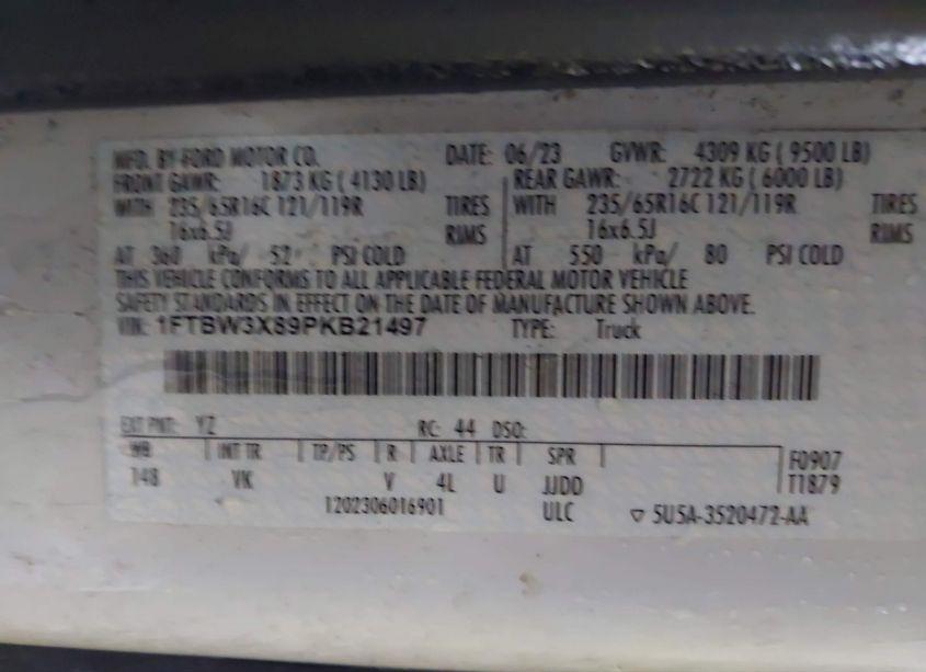 Photo 9 of 2023 Ford Transit-350 CARGO VAN (VIN 1FTBW3X89PKB21497)